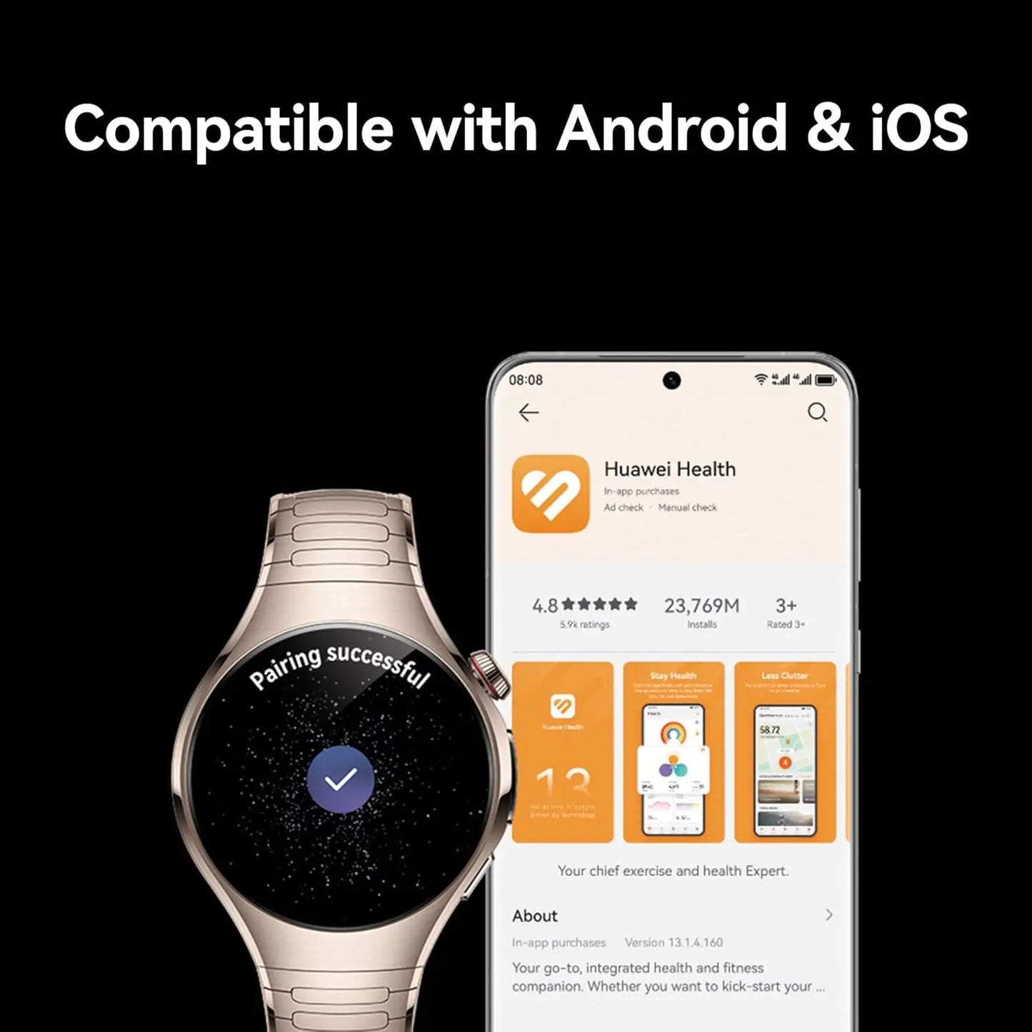 HUAWEI WATCH 5, eSIM Smartwatch, Multi-sensing X-TAP, Health MOT, Running Watches, Real-Time Blood Oxygen, iOS & Android