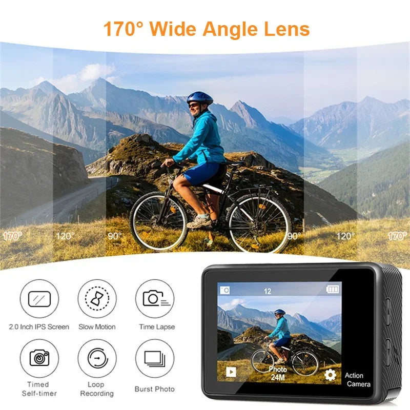 Action Camera 4K bicycle camera Electronic Stabilizer Action cam WiFi 4k Sport camera Helmet Video Recording Cameras for go pro