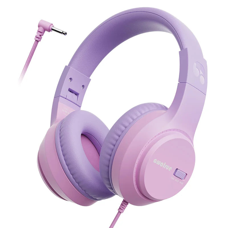 AWATRUE HK07 Kids Wired Headphones Stereo Sound Earphone with Mic Music Study Headset Limited Volume 74dB/85dB for Children - Universal Market