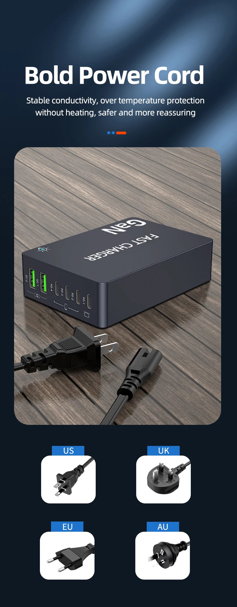 990W USB C GaN Charger 300W PD 3.3 PPS QC4.0 Multiport Fast Charging Station For Laptop iPhone 15 16 Samsung Macbook Pro Tablet