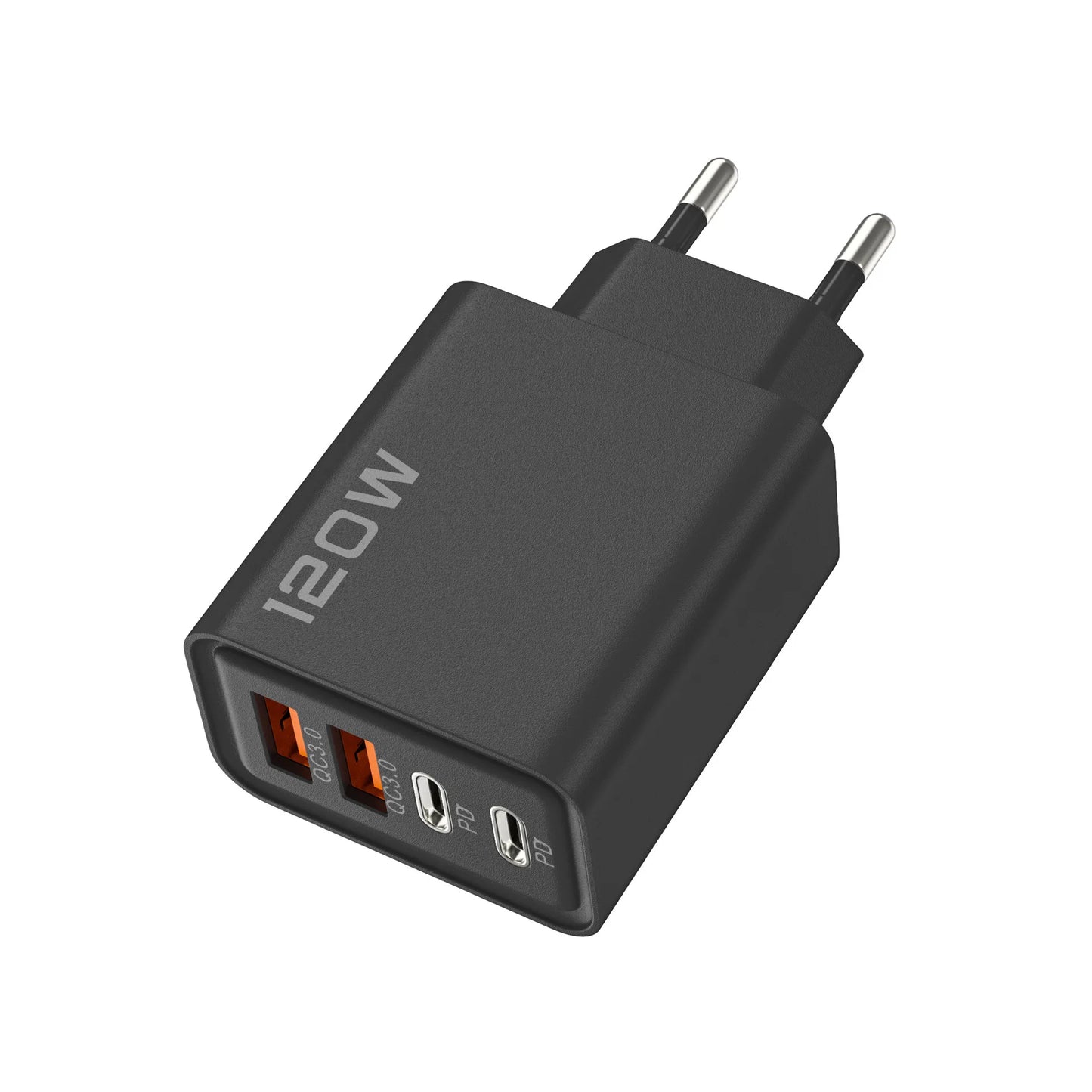 120W 2 USB+2 Type-C 4 Ports Wall Charger Fast Charging EU/US/UK Plug Power Adapter For Xiaomi iPhone Samsung Huawei Phone/Tablet