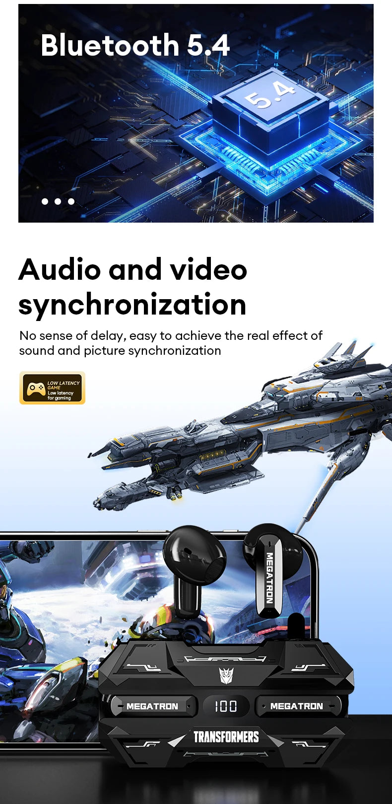 Choice TRANSFORMERS TF-T51 Bluetooth 5.4 TWS Earphones Low Latency Gaming Earbuds Long Endurance HiFi Music Headphones With mic - Universal Market
