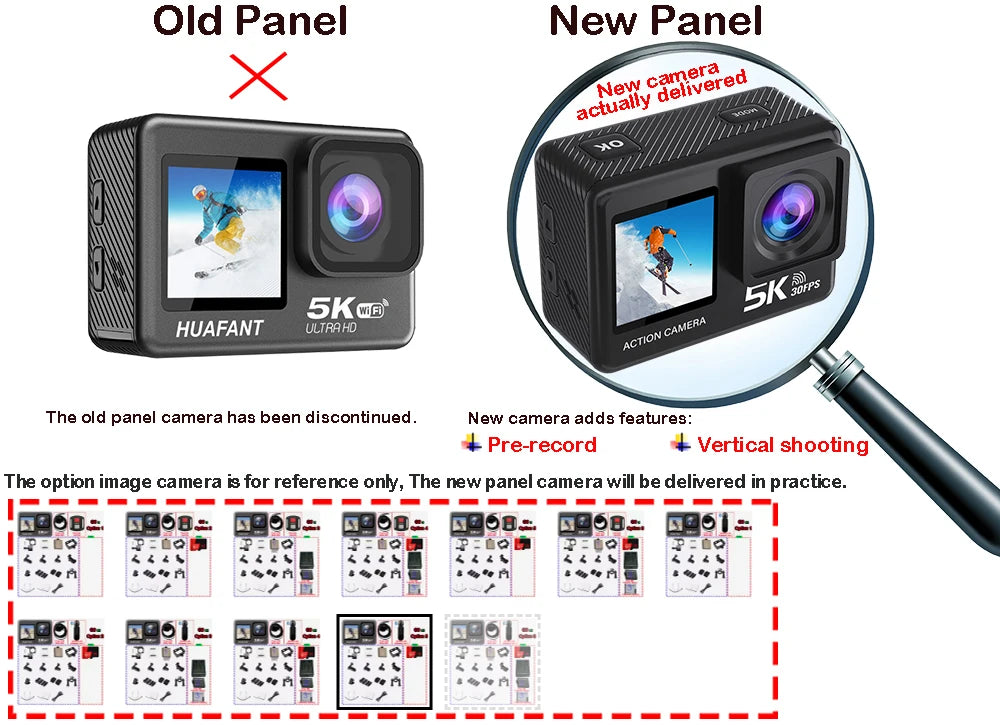 G9SE Action Camera 5K30fps 4K60fps 50MP 2.0 Touch LCD EIS DVR Webcam Dual Screen Wi-Fi 170D Waterproof 30M 5X Zoom Sports Camera