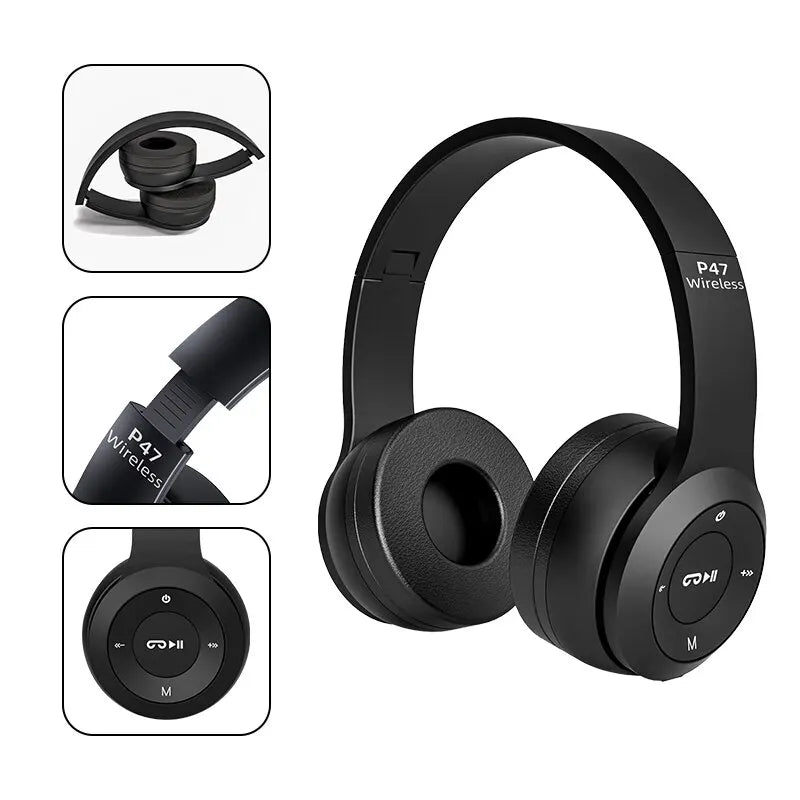 P47 Wireless Headphones Bluetooth 5.0 Earphones Foldable HIFI Stereo Bass for Music Gaming Kid Girl Earphone for Smartphone - Universal Market