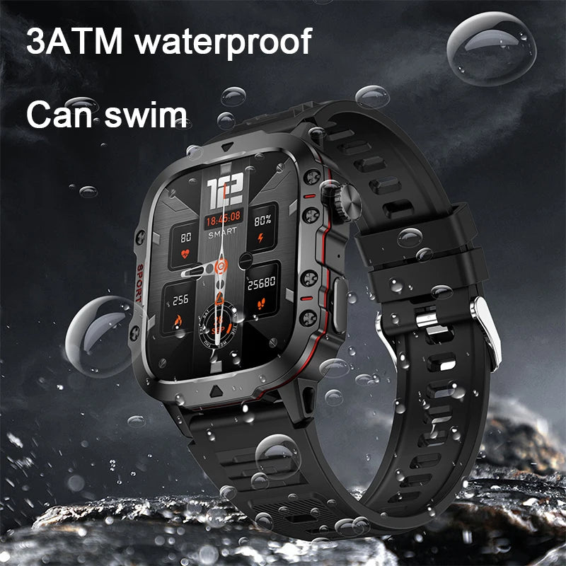 2025 Outdoor Smart Watch Men 2.01" Screen 3ATM Waterproof Watches Bluetooth Call Ai Voice Sport Smartwatch For Android IOS Phone
