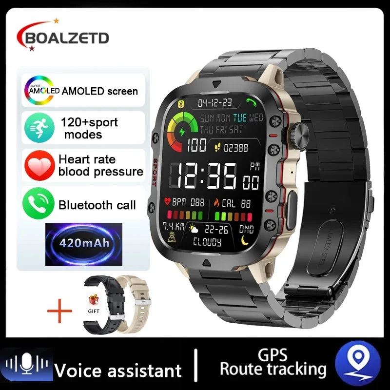2025 Outdoor Smart Watch Men 2.01" Screen 3ATM Waterproof Watches Bluetooth Call Ai Voice Sport Smartwatch For Android IOS Phone