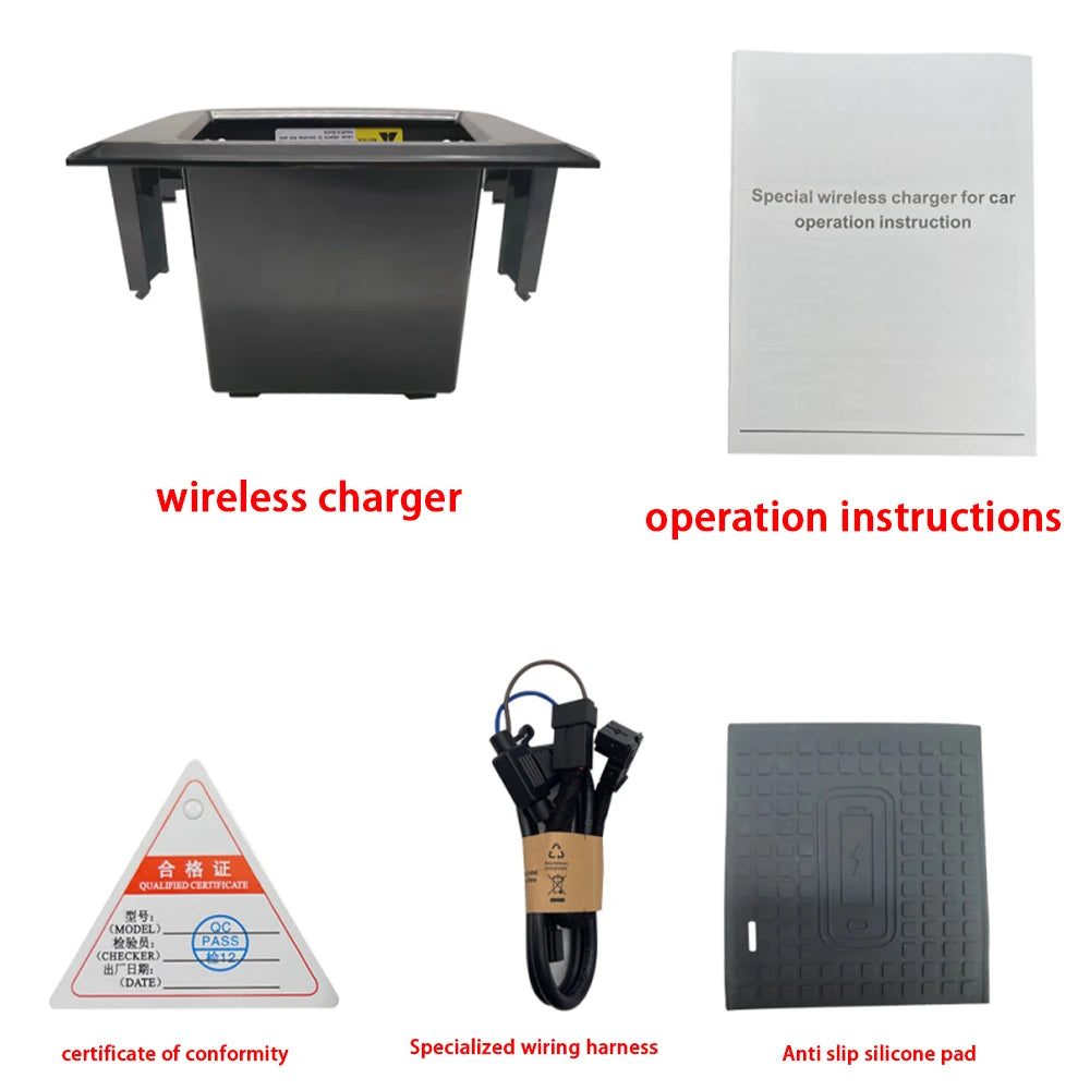Car Wireless Mobile Phone Charger Center Console Storage QI 18W iPhone fast charge for Porsche Cayenne E3 2019–2025