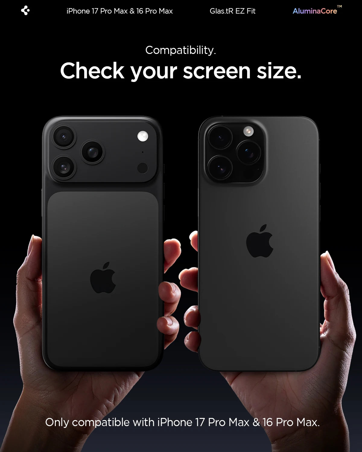 Spigen Glas.tR EZ Fit | Sensor Protected for iPhone 17 Pro Max/17Pro, 17/16 Pro Max /16 Pro Tempered Glass Screen Protector (2P)