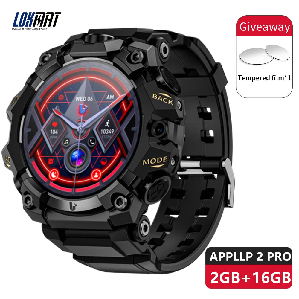 2025 New LOKMAT Sport 4G Android Smartwatches, SIM Card 4GB+64GB HD Dual Camera Video Call GPS NFC Wifi Fitness Phone Watch