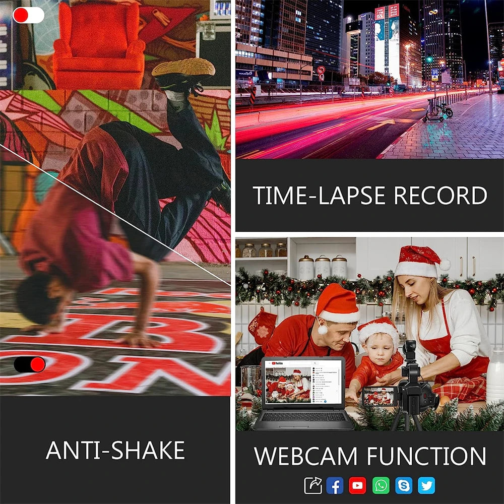 64MP 4K 60FPS Camcorder For Tiktok Youtube Video Camera Rotate Touch Screen Photography Camera WIFI Streaming Webcam Recorder - Universal Market