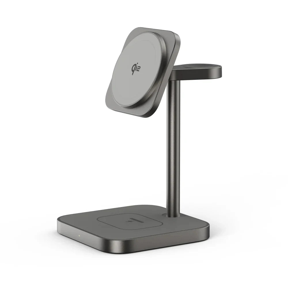 LULULOOK Qi2 3 in 1 Wireless Charging Station,Aluminum 15W Fast Mag-Safe Charger Stand for iPhone 17 16 15 14,5W for Apple Watch