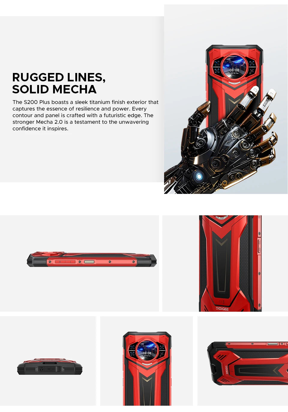 Global Version S200 Plus 5G Rugged Phone Dimensity 7300 12GB 512GB 6.72” FHD+ 120Hz IPS 100MP AI Camera 10100mAh Battery NFC