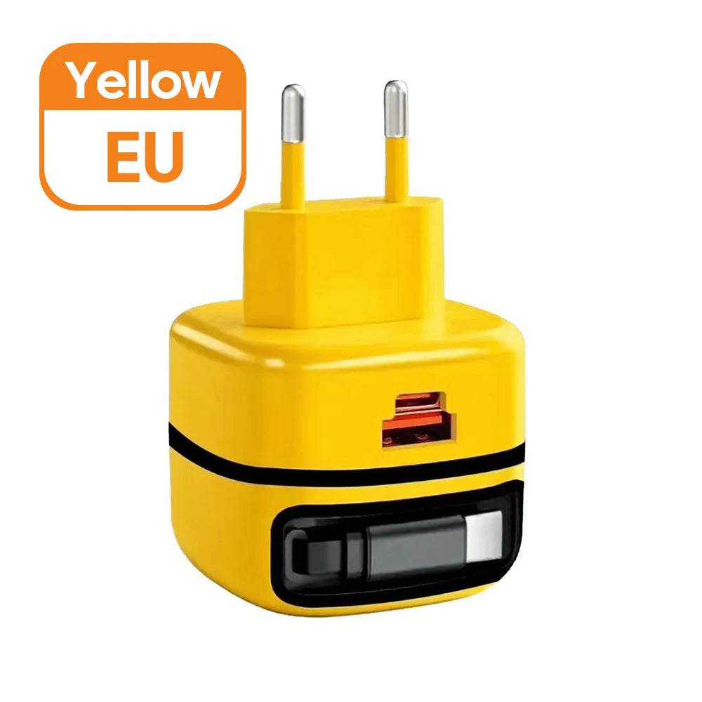 Elough 65W USB Type C Phone Charger Universal Travel Adapter Retractable Fast Charging USB C Cable For iPhone 16 Samsung Laptop