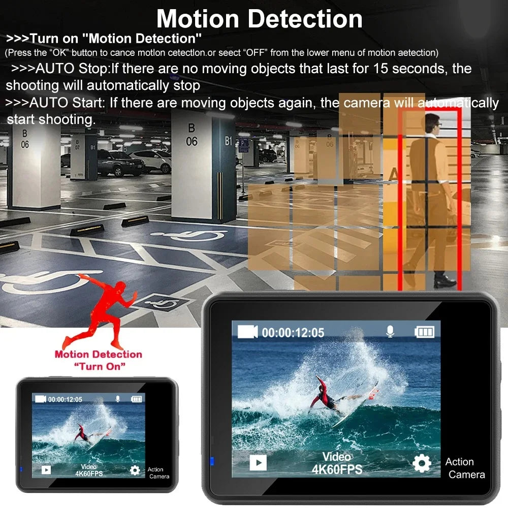 G9SE Action Camera 5K30fps 4K60fps 50MP 2.0 Touch LCD EIS DVR Webcam Dual Screen Wi-Fi 170D Waterproof 30M 5X Zoom Sports Camera