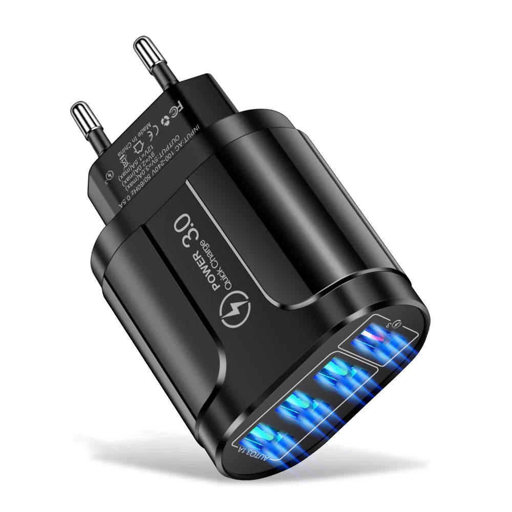 Vumpach 4 Ports USB Fast Charger Quick Charge 3.0 48W Wall Mobile Phone Fast Charging For iPhone Samsung Xiaomi Adapter Travel
