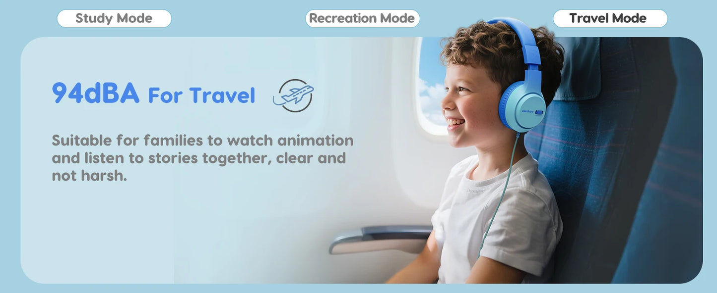 AWATRUE HK07 Kids Wired Headphones Stereo Sound Earphone with Mic Music Study Headset Limited Volume 74dB/85dB for Children - Universal Market