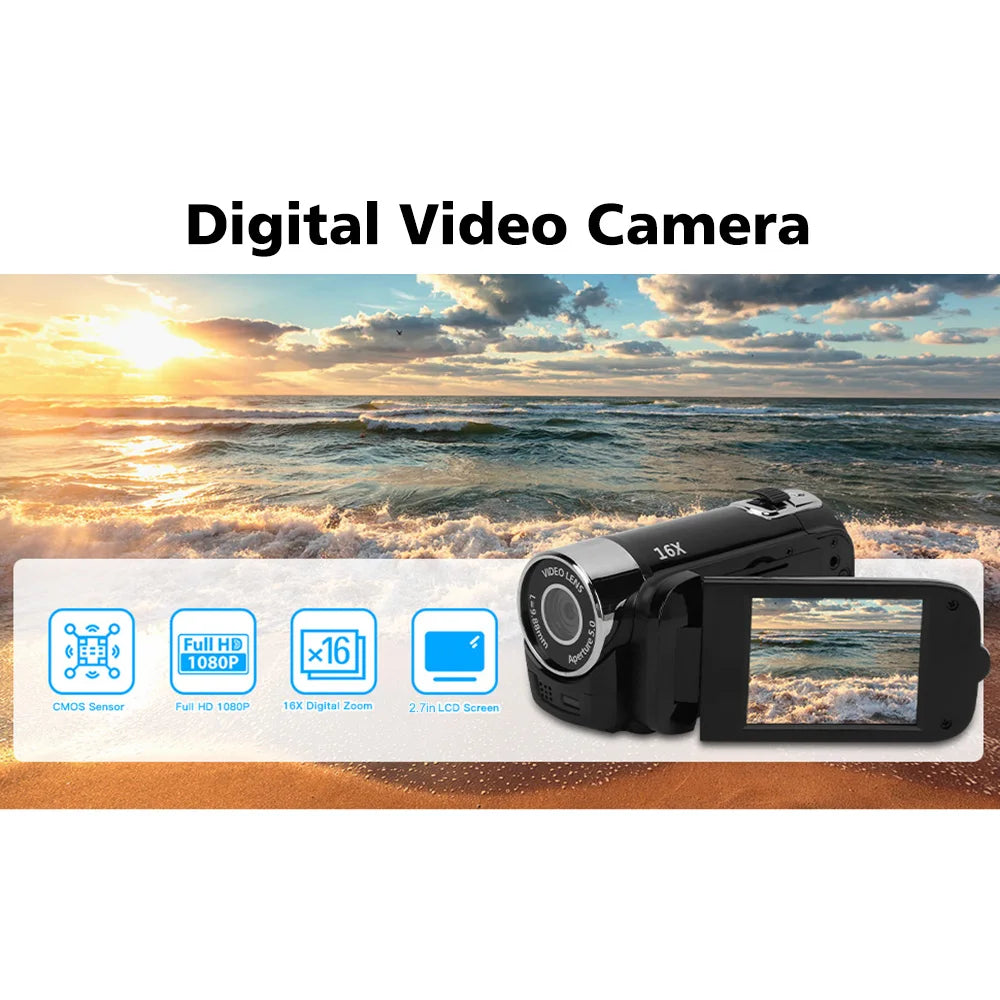 32GB 1080P 16MP 16X Zoom Digital Camera With Fill Light 2.0'' Rotatable Screen Camcorder HD Video Recorder Camera Birthday Gift