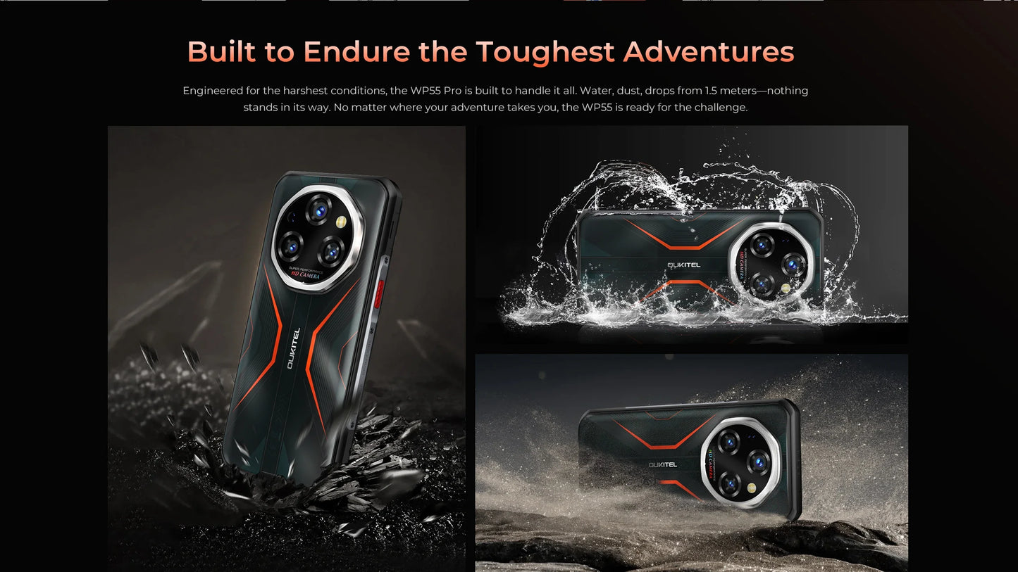 Oukitel WP55 Pro 5G Rugged Smartphone Android 15.0 New 6.6" Product Global Version 48GB(16+32) +512GB 108MP Cell Mobile Phone