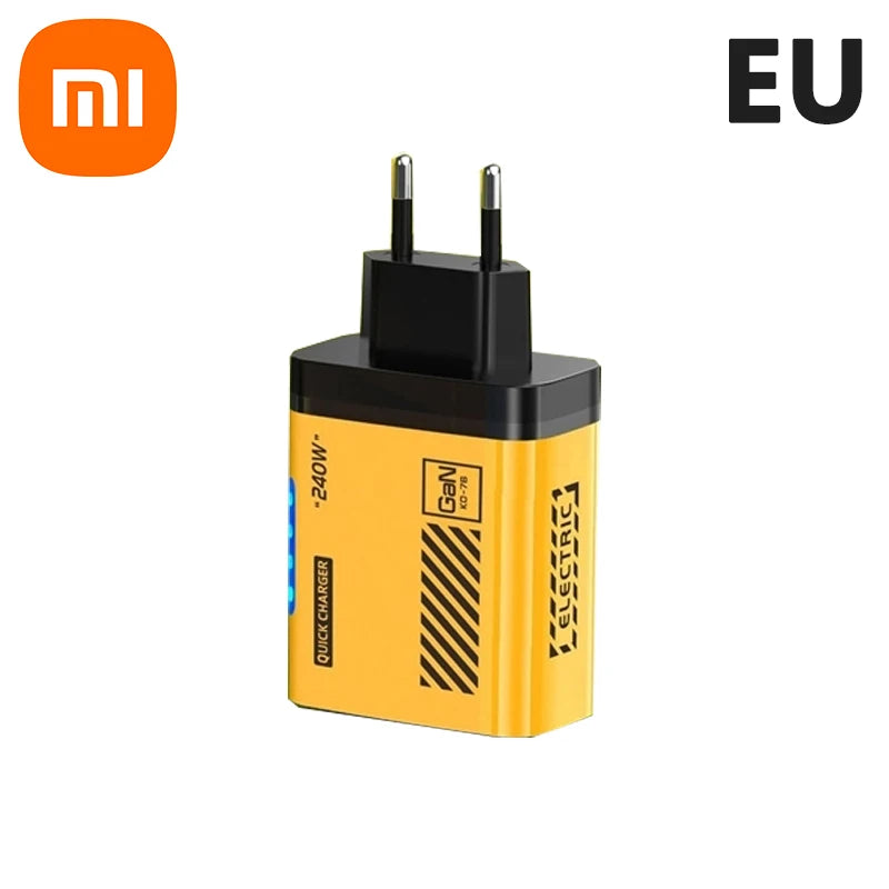 Xiaomi 240W 5 Ports Type-C USB Fast Charger EU US Plug Charger With LED Light Desktop Power Adapter For Iphone Samsung Huawei