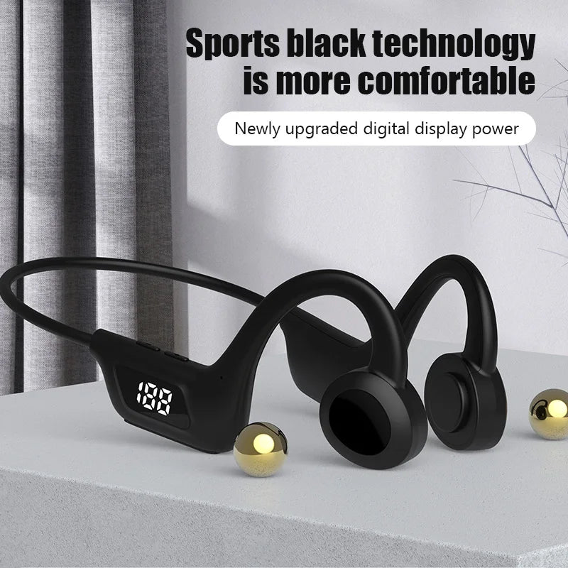 JS7 Bone Conduction Headphones Tf Card Digital Display Fone Headset Hands-free Call Auriculares Sports Open-ear Earphone - Universal Market