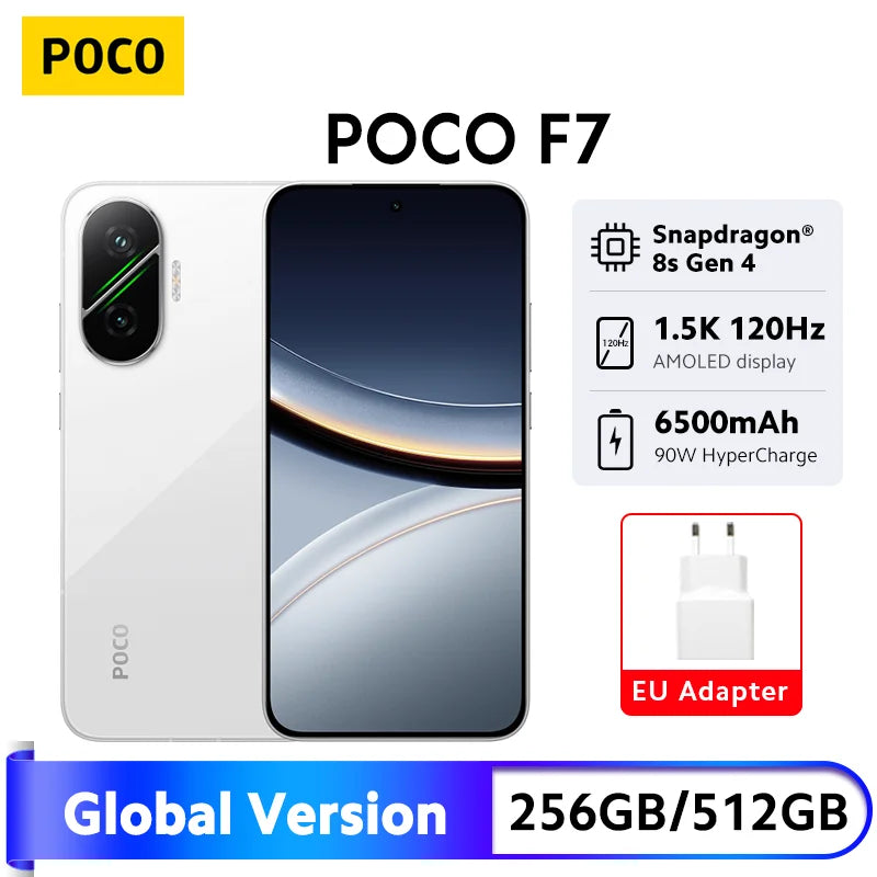 POCO F7 5G Global Version Smartphone Snapdragon® 8s Gen 4 6500mAh battery 90W HypeCharge 6.83'' AMOLED Display 50MP NFC