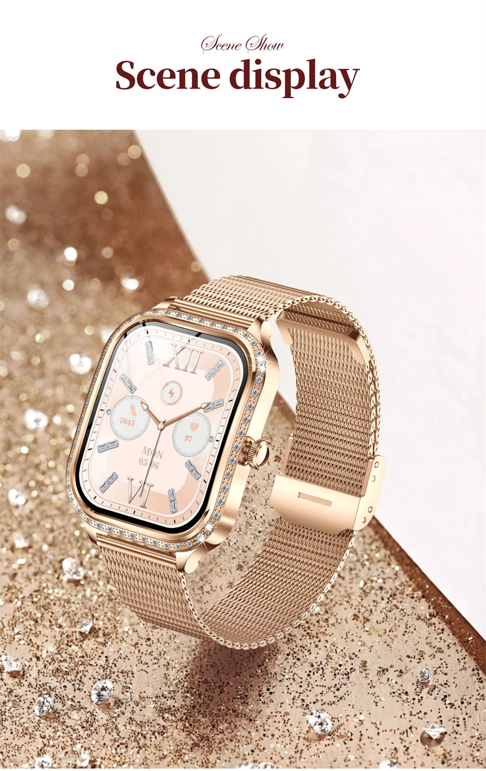 For Xiaomi Huawei New Women Smart Watch Heart Rate Blood Pressure Monitor Music Playback AI Voice Sports BT Calling SmartWatch