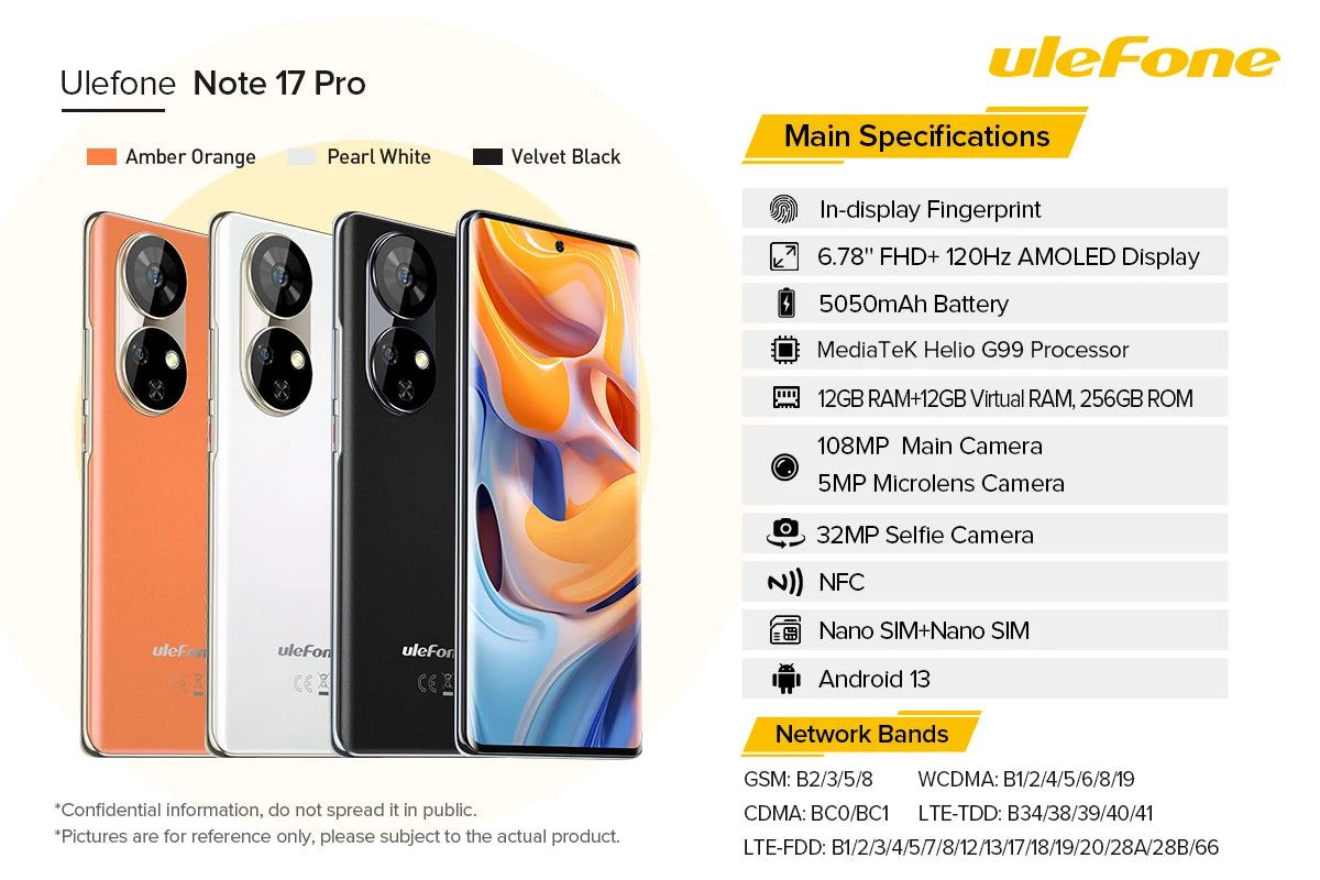 【World Premiere】Ulefone Note 17 Pro Smartphone 6.78" 120HZ AMOLED Curved Display 24GB+256GB 108MP Camera 5050mAh Global Version