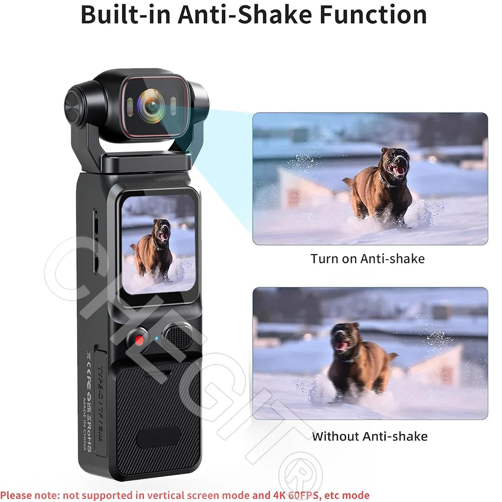 Real 4K Touchscreen Pocket Camera WIFI Outdoor DV 180°Rotatable UHD Anti-shake Bodycam Sports Action Portable Security Recorder