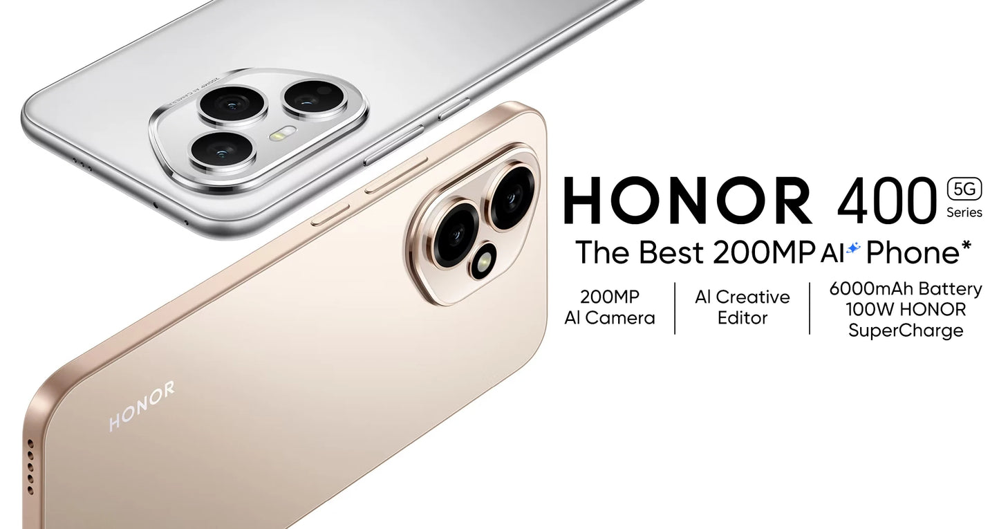 HONOR 400 Global Version 5G Smartphone 6.55'' AMOLED 120Hz Screen Snapdragon 7 Gen 3 6000mAh Battery 80W Supercharge eSIM IP66