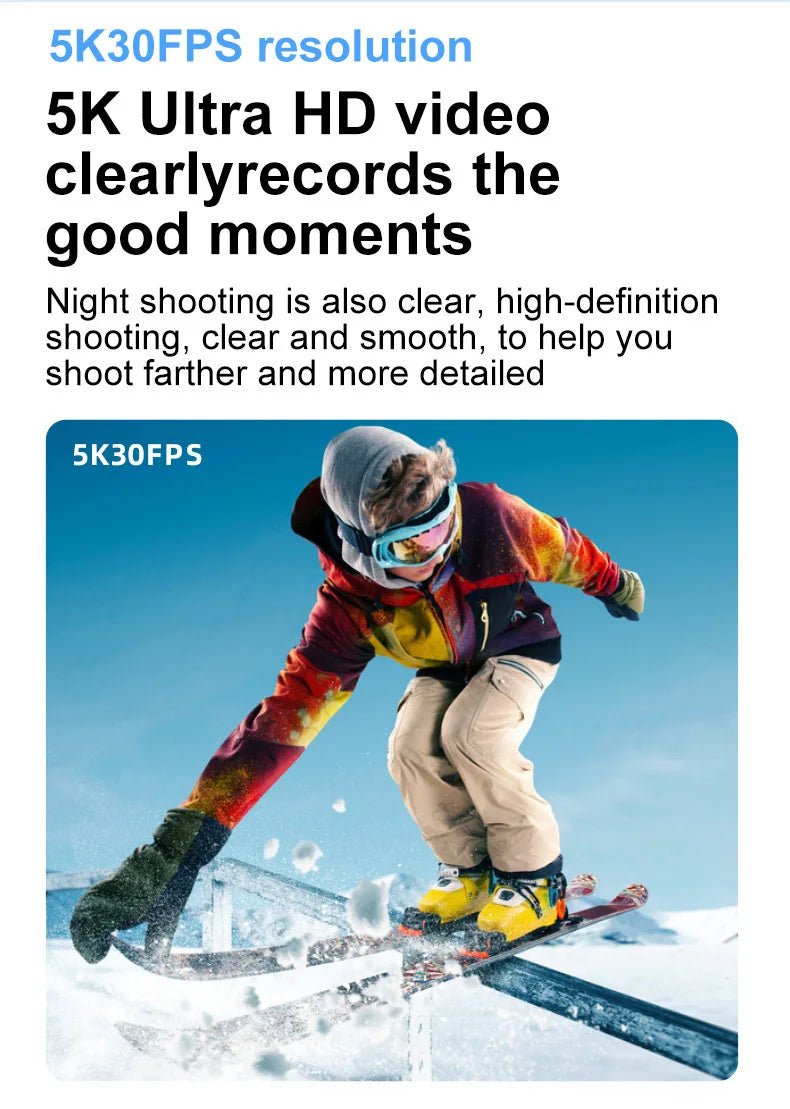 5K HD Outdoor Sports Camera Video Recording Action Shoot Stabilization Underwater Waterproof Photography Cam CarDriving Recorder