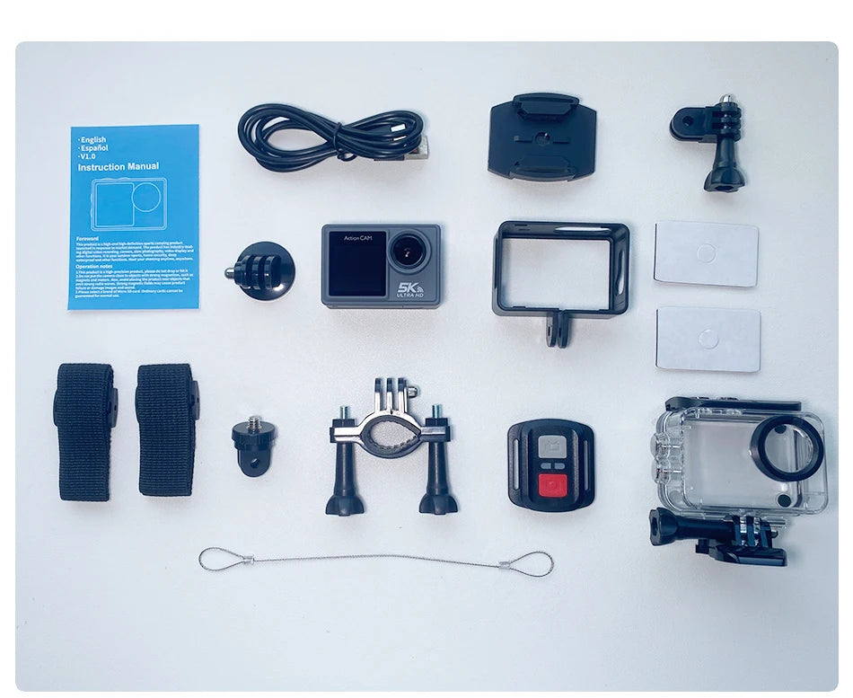 Action Camera 5K 4K 60FPS WiFi Anti-shake Dual Screen 170° Wide Angle 30m Waterproof Sport Camera with Remote Control