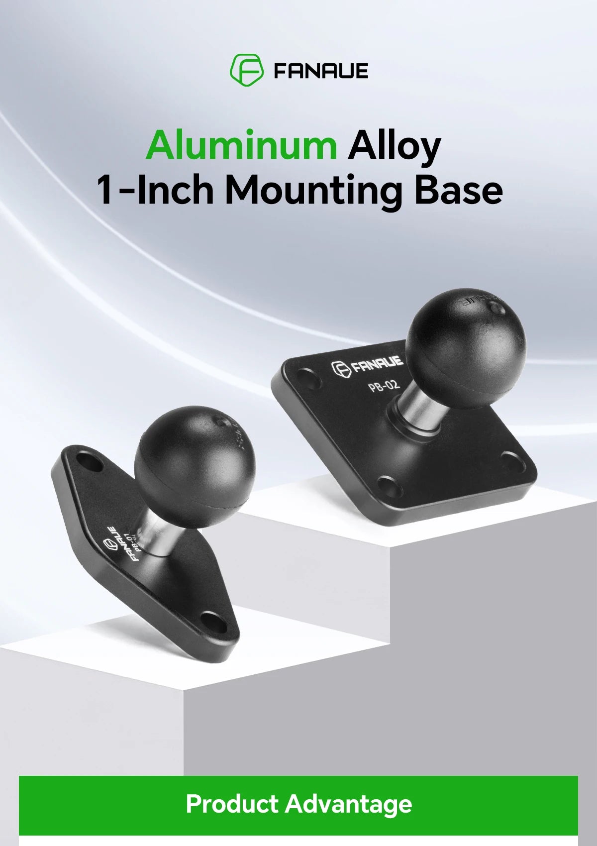 FANAUE 1 Inch Ball Adapter Aluminum alloy 25/20/17mm Diamond Ball Base, Square Ball Base Compatible with RAM Mounts Arm