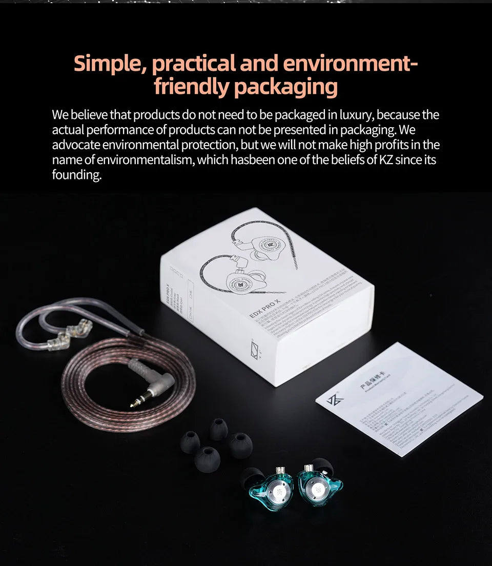 KZ EDX PRO X In Ear Dynamic Drive Earphone HIFI Bass Music Earbud Sport Noise Cancelling Headset ZSN ZST ZS10 pro x C12 CRA - Universal Market