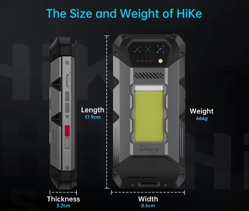 Unihertz 8849 Hike Smartphone Android 14 With 200 Meter Flashlight LED 23800mAh 24GB 512GB Dual Speaker Helio G200 IP68/IP69K 4G