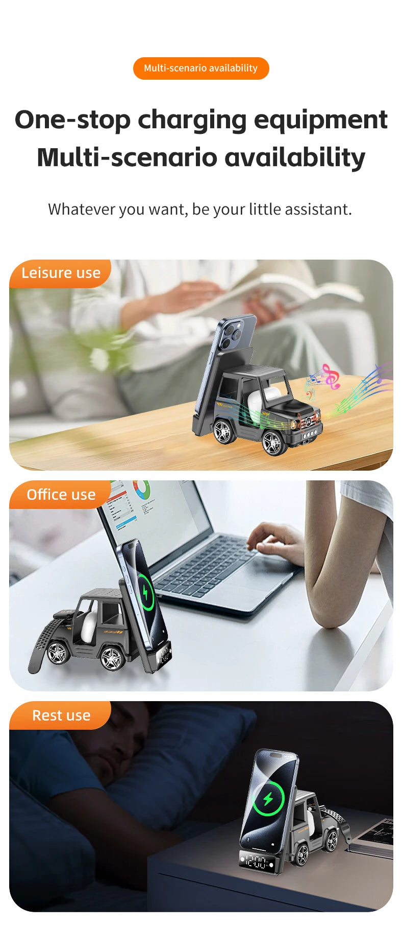 2025 September New Design Double Coil Design Forklift Wireless Charger 6 in 1 Phone Wireless Charger for iPhone Earphone Watch