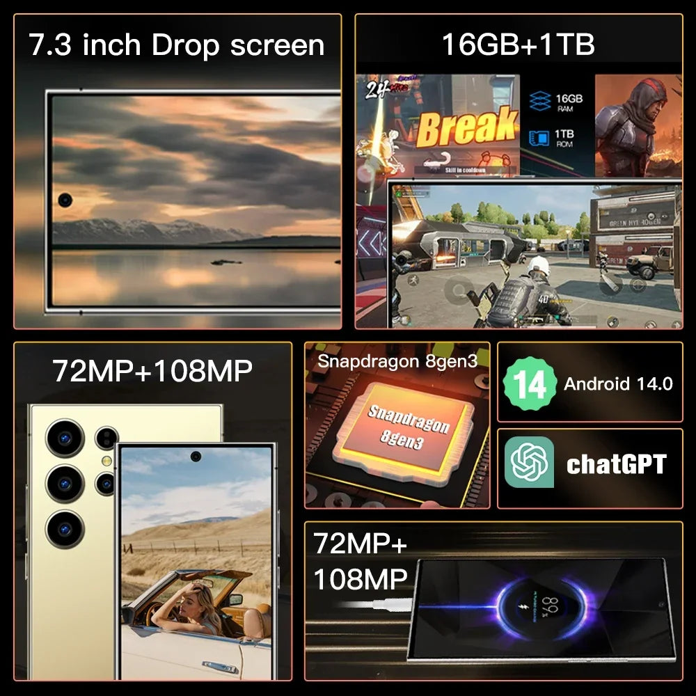 2025 HOT S26 Ultra 5G 22GB 2TB original intelligent 5G dual card dual standby Android 14 system global version 8000mAh battery
