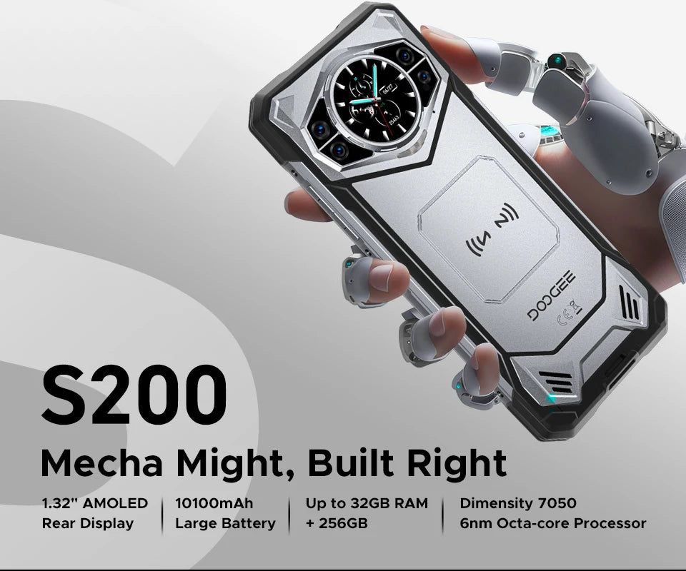 Global Version DOOGEE S200 5G Rugged Phone 12GB +256GB 6.72" Display 100MP AI Main Camera 10100mAh Mobilephone Android 14 NFC