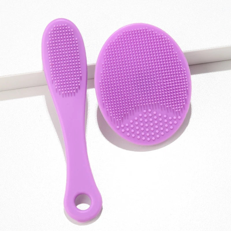2pcs Set Facial Cleansing Brush Black Head Removal Brush Makeup Facial Skin Remover Suit