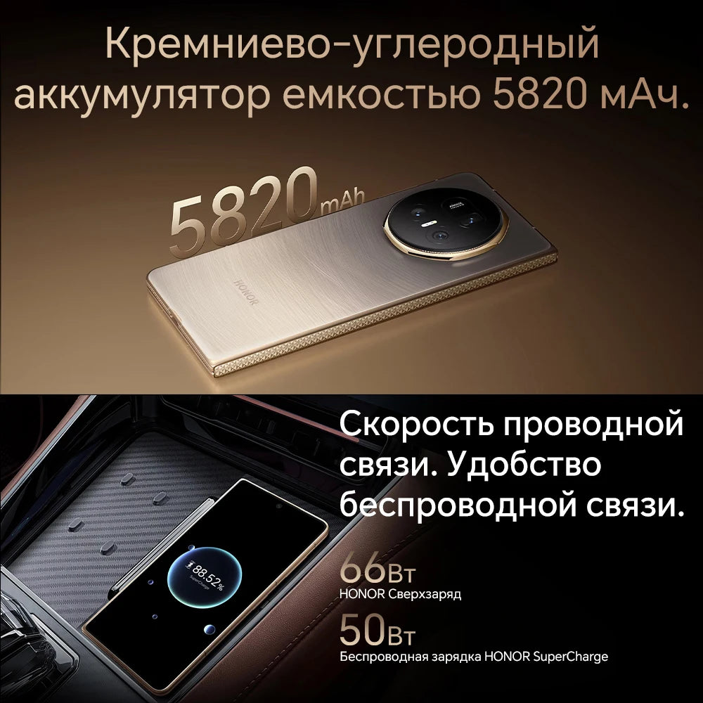 RU Express HONOR Magic V5 Global Version 5G Foldable LTPO OLED 120Hz Display 7.92" 50MP Cameras Snapdragon 8 Elite 5820mAh 66W