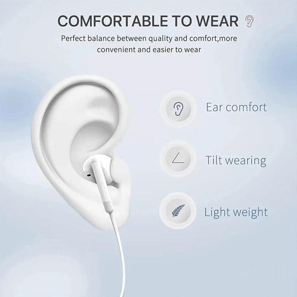 Original Headphones For Apple iPhone 16 15 14 13 12 11 Pro Max Plus For Lightning USB C 3.5MM In-ear Wired Earphones Accessories - Universal Market