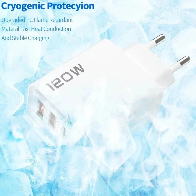 Xiaomi 120W 4 Port USB Type C Charger Fast Charging Data Cable USB Phone Charger Adapter For Samsung IPhone Huawei Charger
