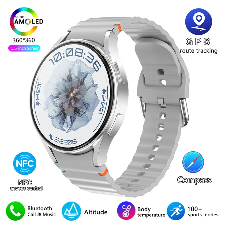 2025 New Bluetooth Call Smart Watch 7 Classic Men AMOLED HD Screen AI Voice Assistant Bluetooth Call NFC GPS Smartwatch Women
