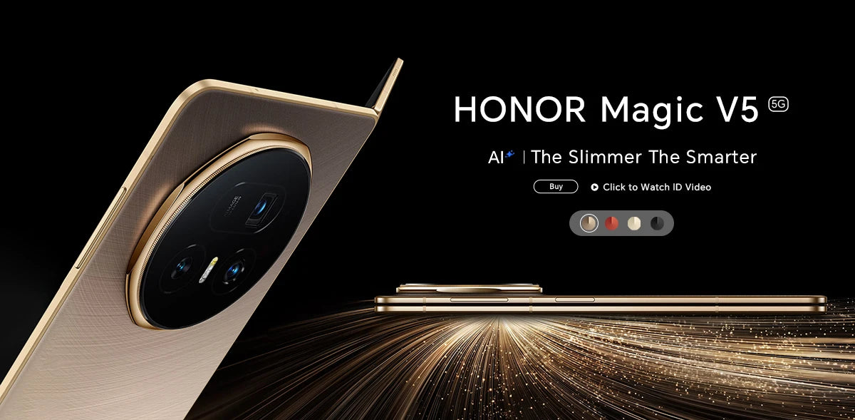 Global Version HONOR Magic V5 5G 16GB+512GB Foldable OLED Screen Snapdragon 8 Elite 5820 mAh Battery 50W Wireless SuperCharge