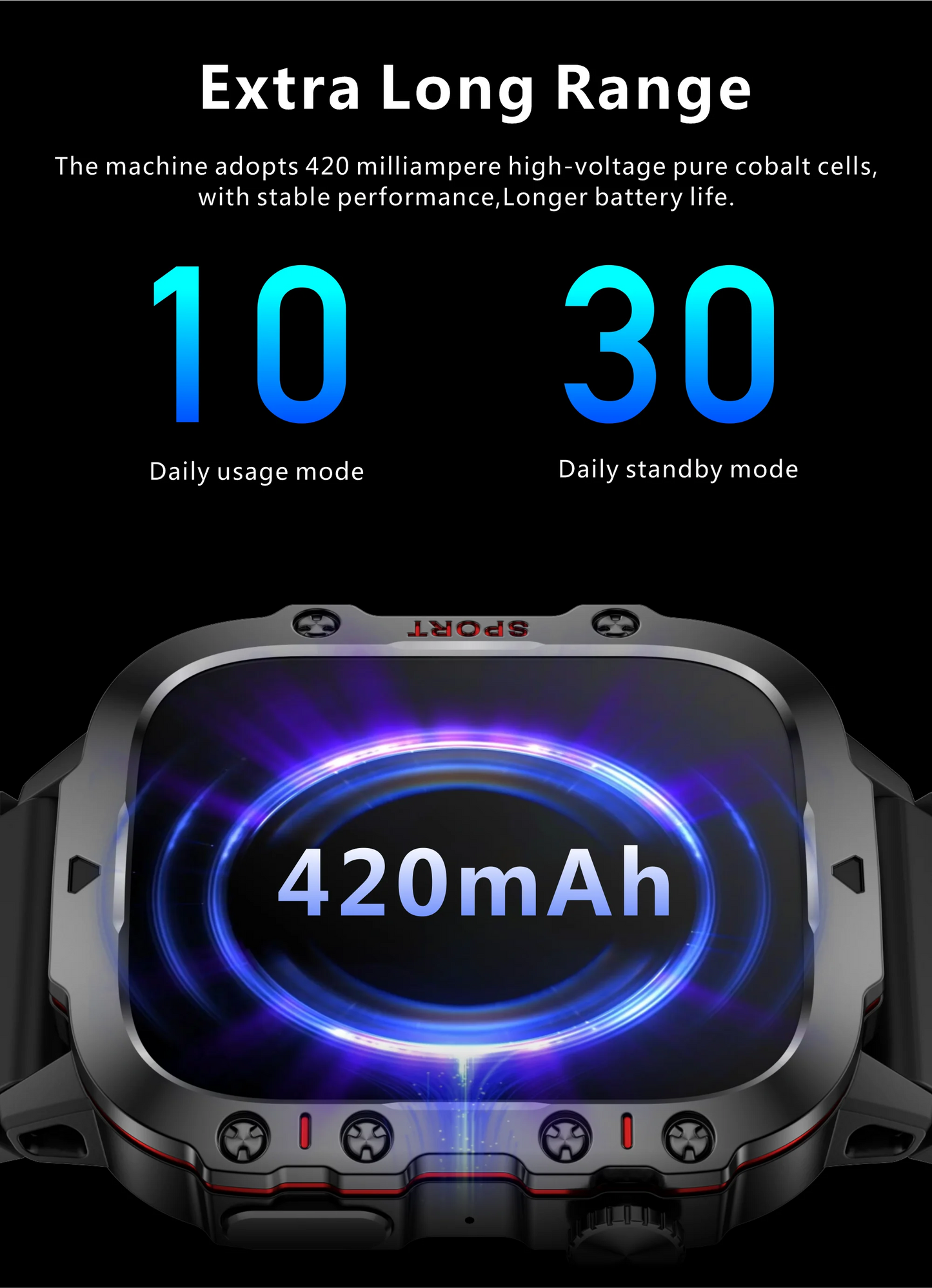 2025 Outdoor Smart Watch Men 2.01" Screen 3ATM Waterproof Watches Bluetooth Call Ai Voice Sport Smartwatch For Android IOS Phone