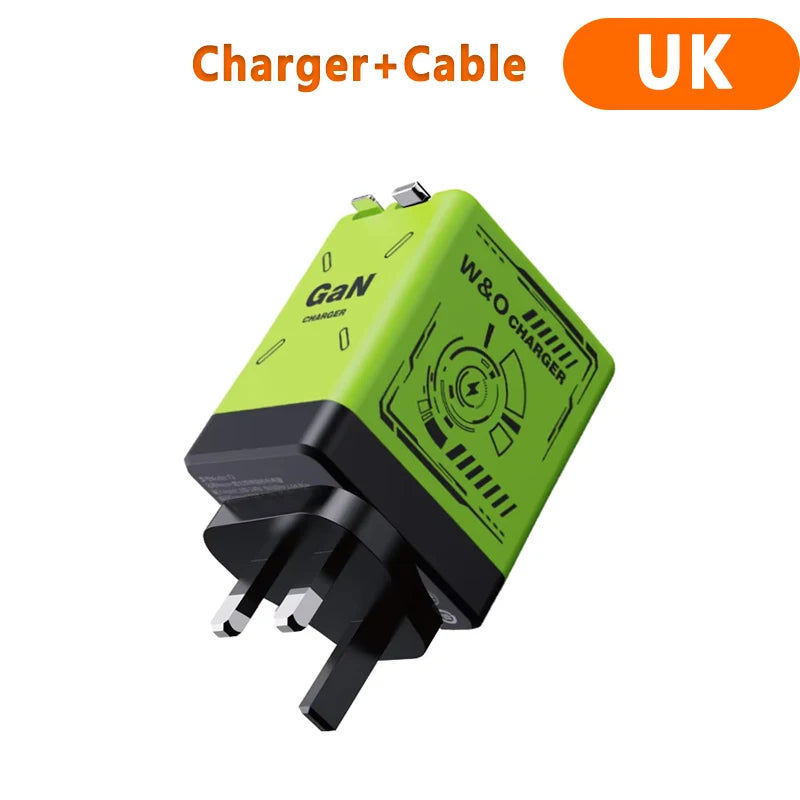 XIAOMI GaN 120W Fast Charger with Retractable Type-C Ligting Cable Portable Multi-Device Folding Adapter For iPhone Samsung