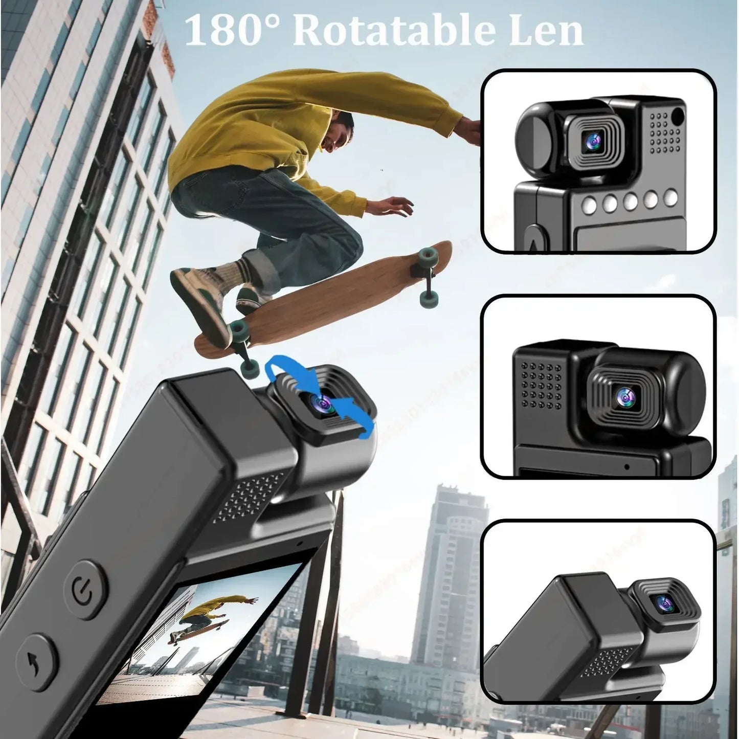 VIVO 8K HD Mini Action Camera Wifi Back Clip 180° Rotatable IR Night Vision Sports Cam Travel Bicycle Driver Video Recorder