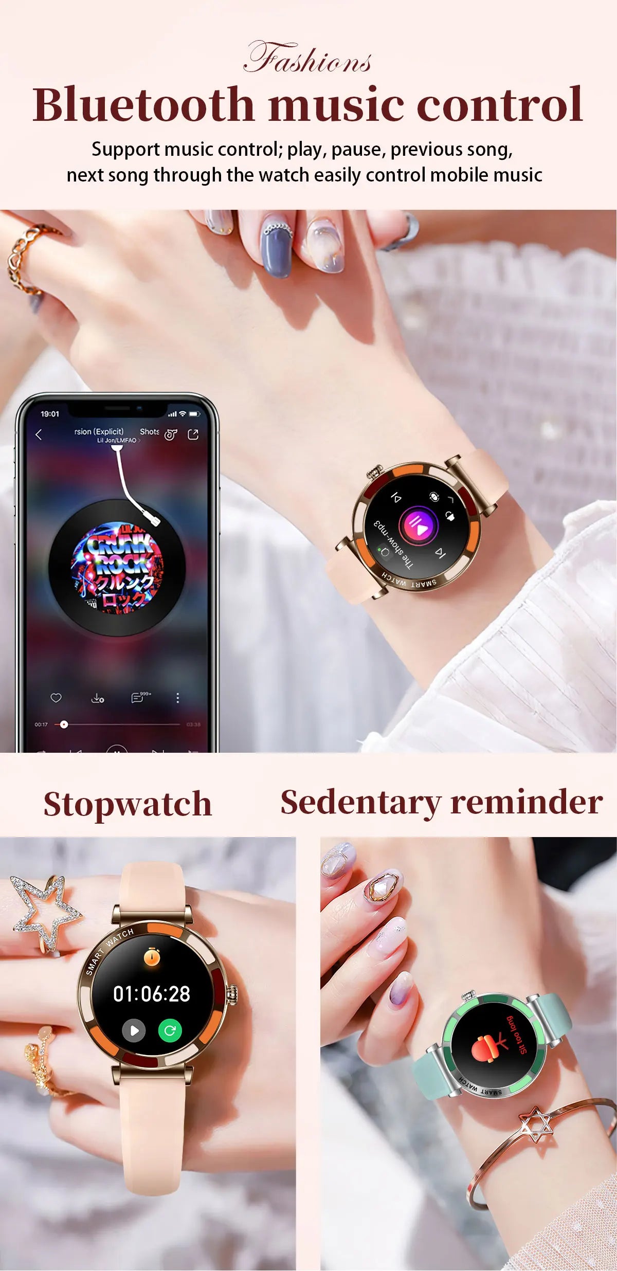 Time Owner Smart Watch 2025 Woman Bluetooth Call Watch Health Monitoring AI Voice Exercise Fitness Tracker Ladies smartwatch