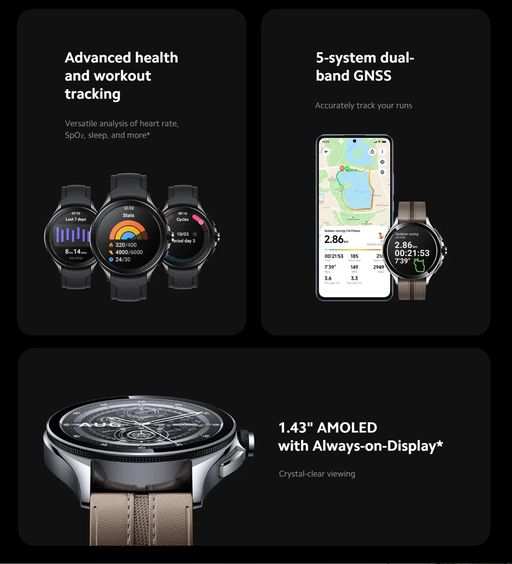 Global Version Xiaomi Watch 2 Pro 1.43" AMOLED Display 150+ Sports Modes Snapdragon W5+ Gen 1 Magnetic Charge Mi Smart Watch