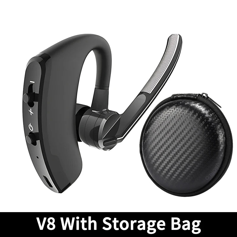 New V8 Wireless Bluetooth Single Earphone With HD Mic Stereo Headset Handsfree Call Business Headphone For Sports Driving Travel - Universal Market