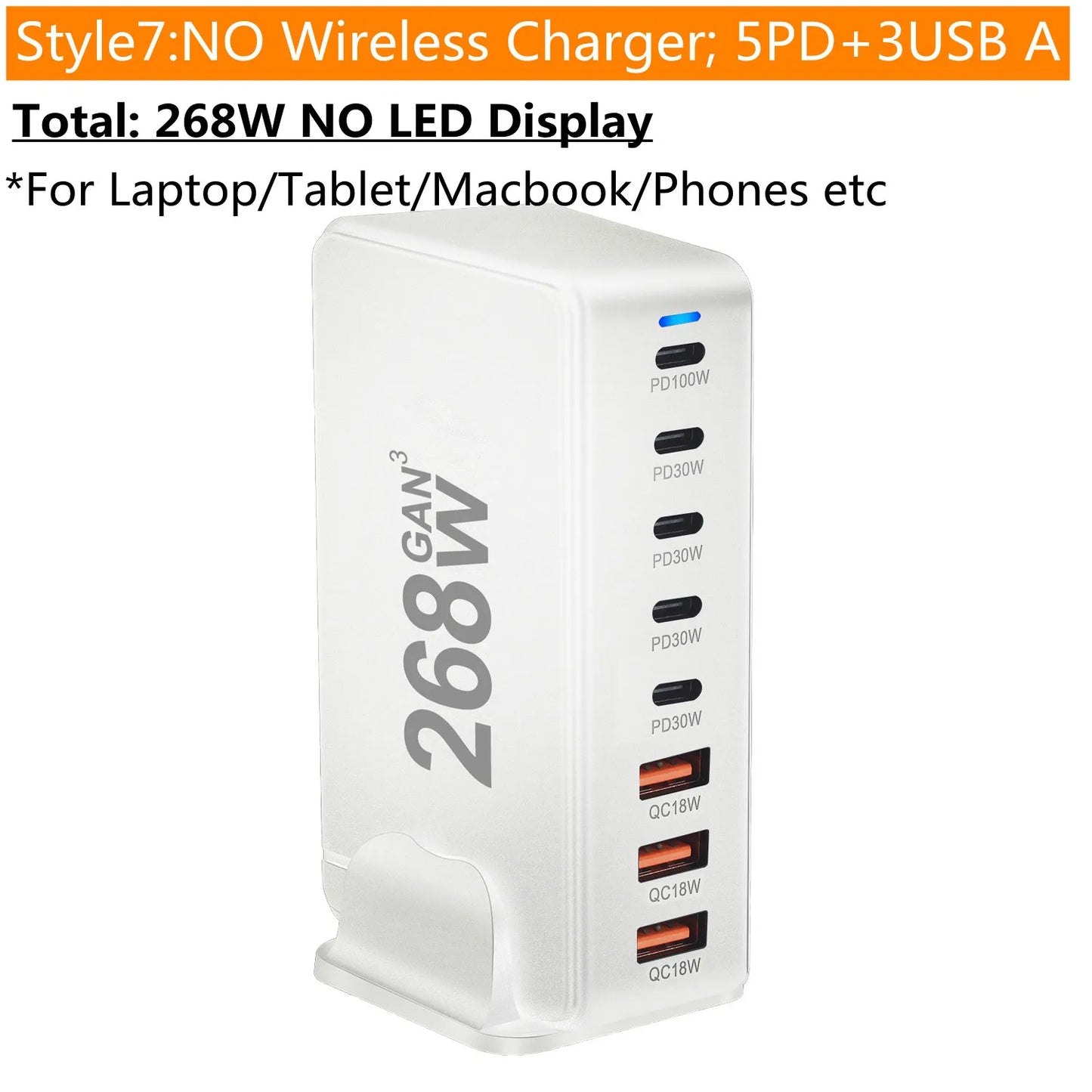 1080W GaN USB C Charger 8-Port Desktop Charger Type C 330W PD3.0 PPS QC3.0 Fast Charging for MacBook Tablet Samsung iPhone 15 16